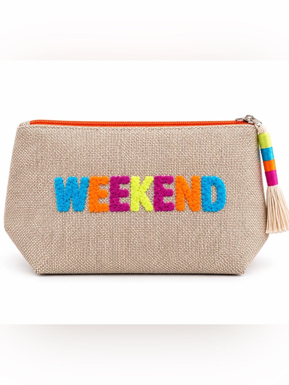 Shiraleah embroidered WEEKEND pouch NWT